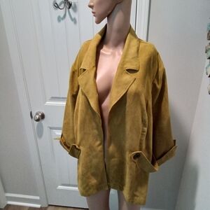 Maggie Barnes Plus Size 26W Mustard Microsuede Jacket w/ 3/4 Length Sleeves